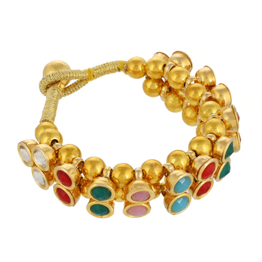 Multi-Round Kundan Bracelet - Kundan Bracelet - Handmade Bracelet - Danish Jewellers®