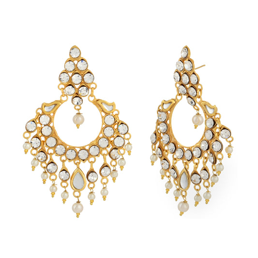 22K Gold Plated Earrings - Kundan Earrings - Antique Design Earrings - Danish Jewellers®