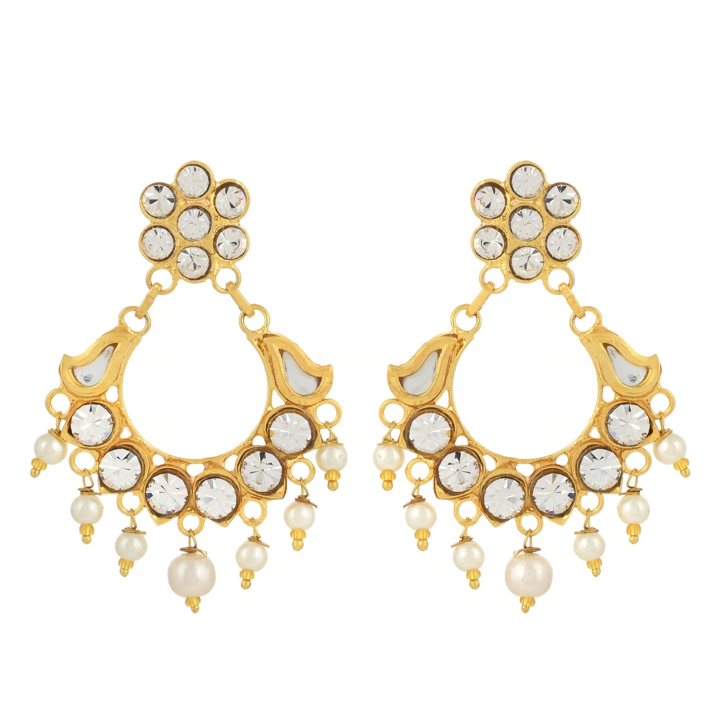 22K Gold Finishing Earrings - Feminine Earrings - Kundan Earrings - Danish Jewellers®