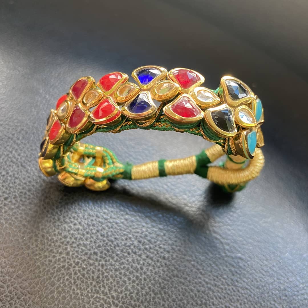 Handcrafted Multi-Color Kundan Bracelet - Kundan Bracelet - Dainty Kundan Bracelet - Danish Jewellers® 