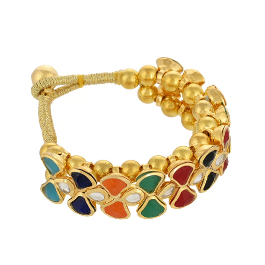 Handcrafted Multi-Color Kundan Bracelet - Kundan Bracelet - Dainty Kundan Bracelet - Danish Jewellers® 