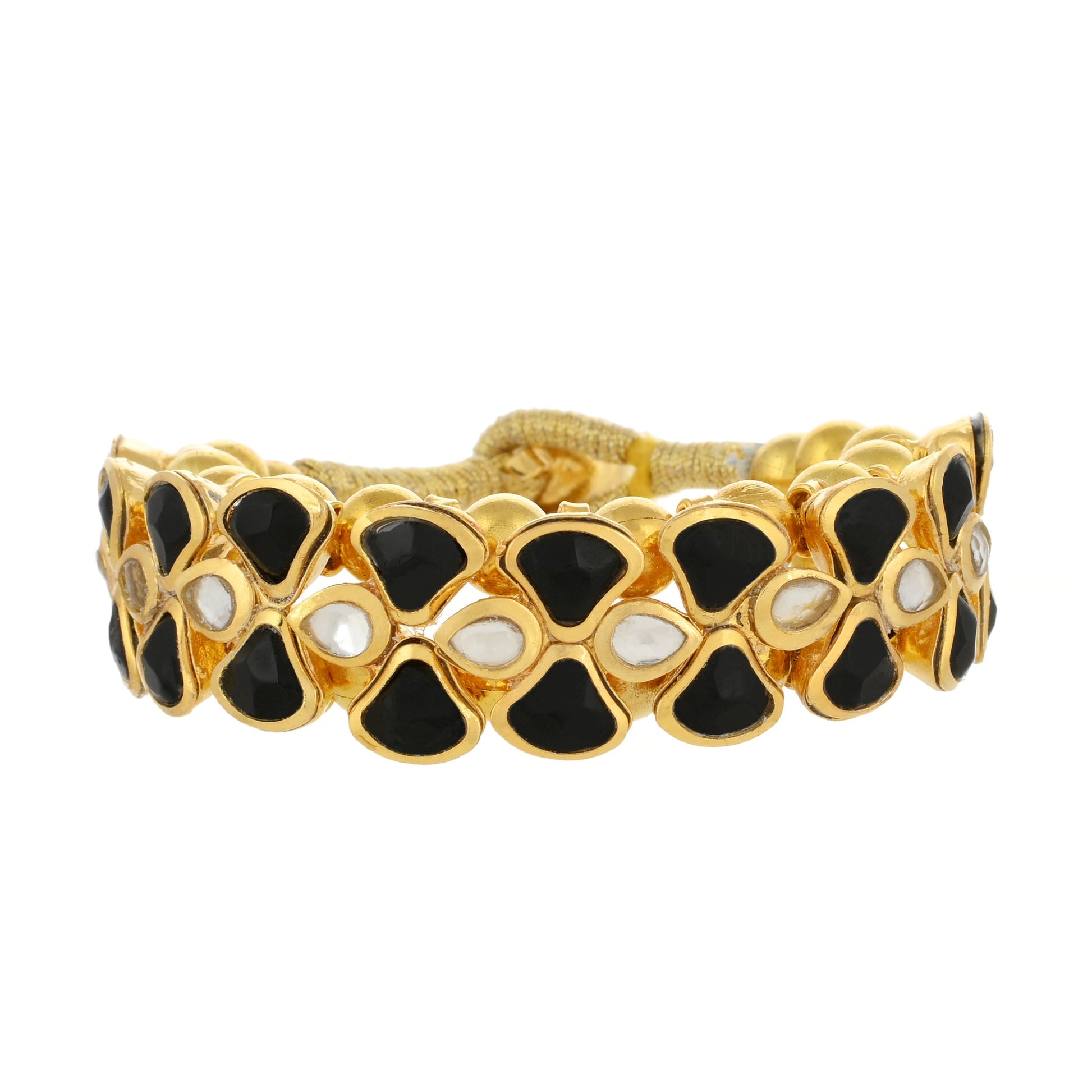 Black Beauty Kundan Bracelet - Kundan Indian Bracelet - Trendy and Elegant Handmade Bracelet - Danish Jewellers® 