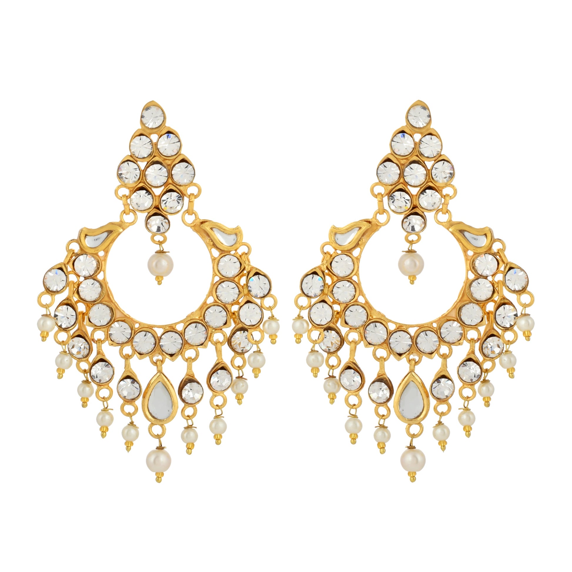 22K Gold Plated Earrings - Kundan Earrings - Antique Design Earrings - Danish Jewellers® 