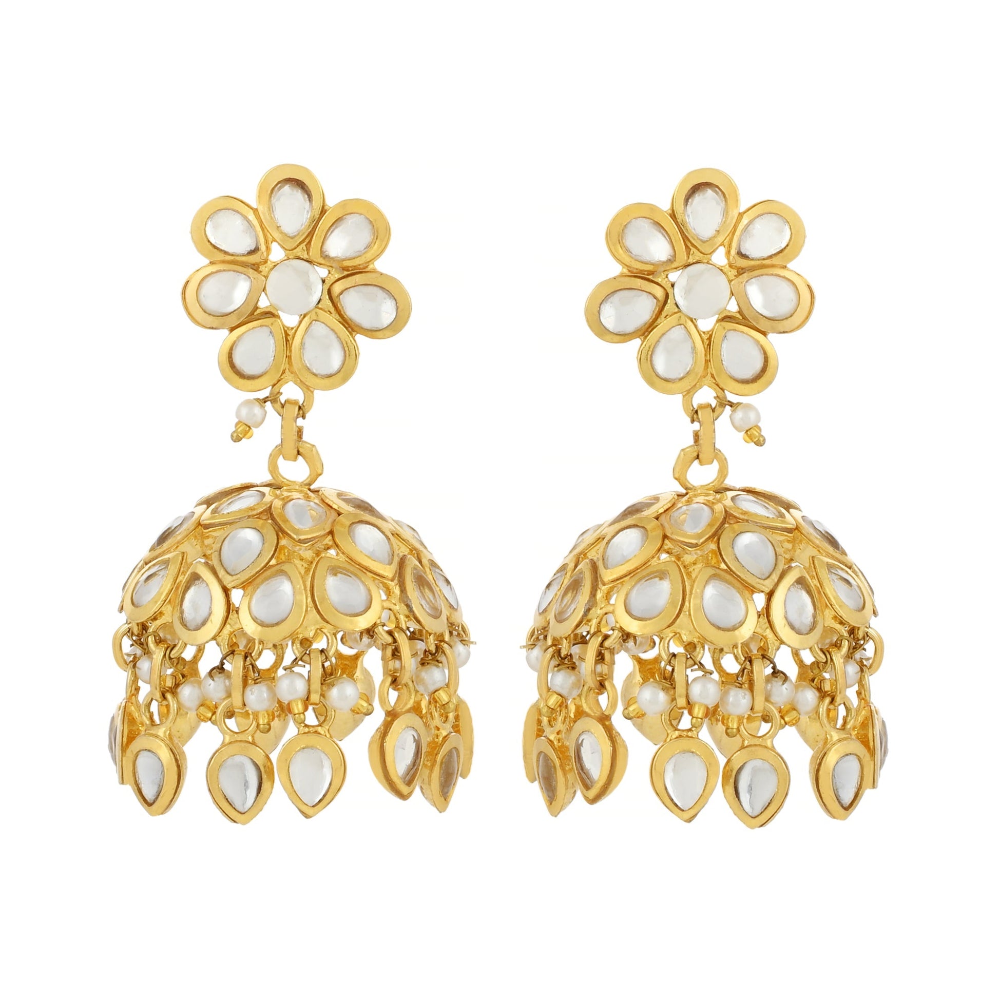 Kundan Earrings - Indian Earrings - Jhumki Design Earrings - Danish Jewellers® 