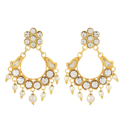 22K Gold Finishing Earrings - Feminine Earrings - Kundan Earrings - Danish Jewellers® 