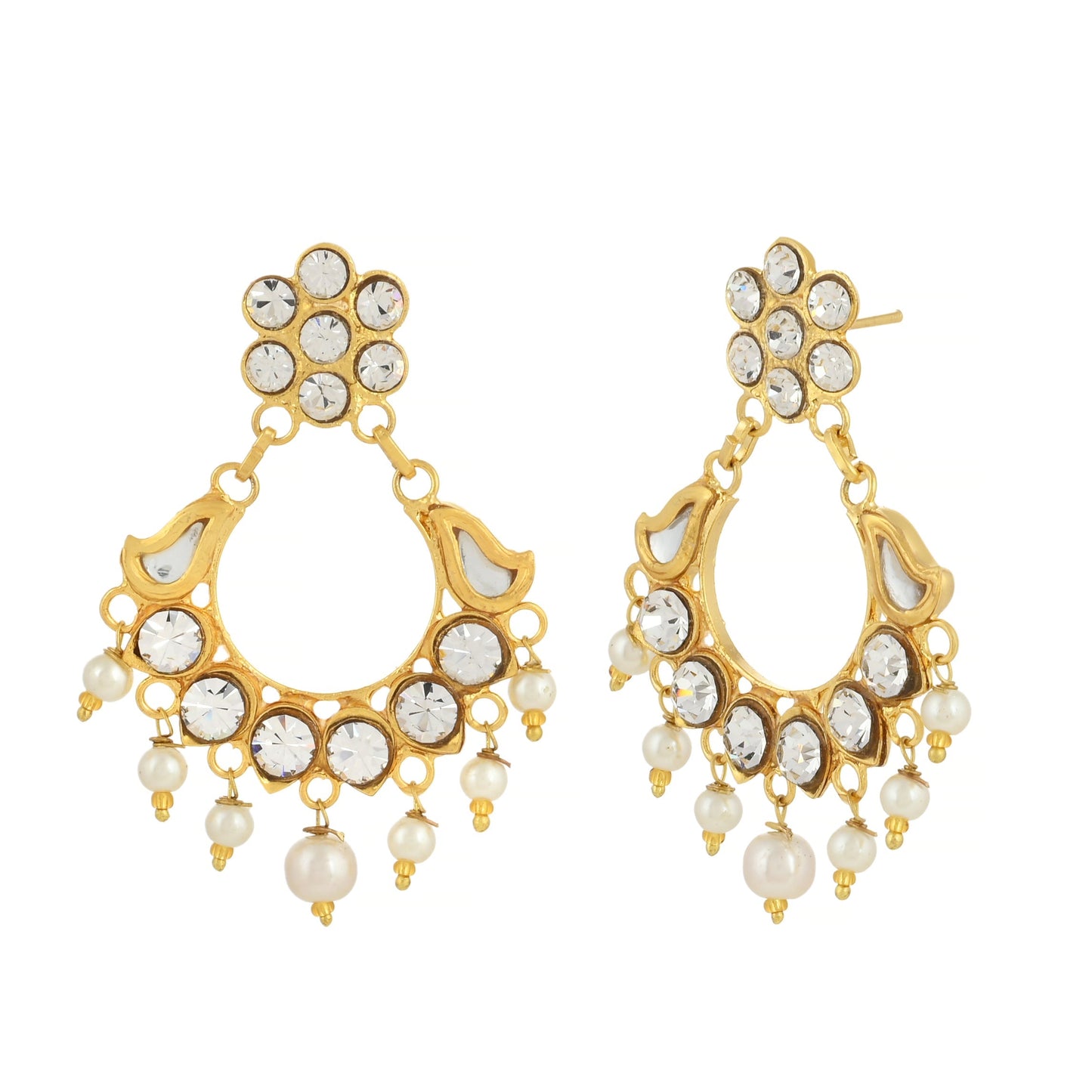 22K Gold Finishing Earrings - Feminine Earrings - Kundan Earrings - Danish Jewellers® 