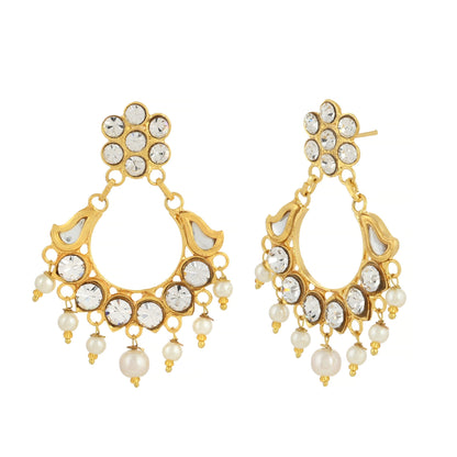22K Gold Finishing Earrings - Feminine Earrings - Kundan Earrings - Danish Jewellers® 