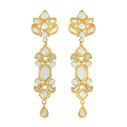 22K Gold Plated Kundan Earrings - Indian Kundan Earrings - Dangle Earrings - Danish Jewellers® 