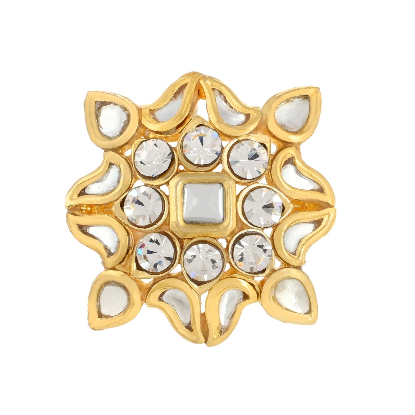 Trendy Ring - 22K Gold Plated Ring - Kundan Ring - Danish Jewellers® 