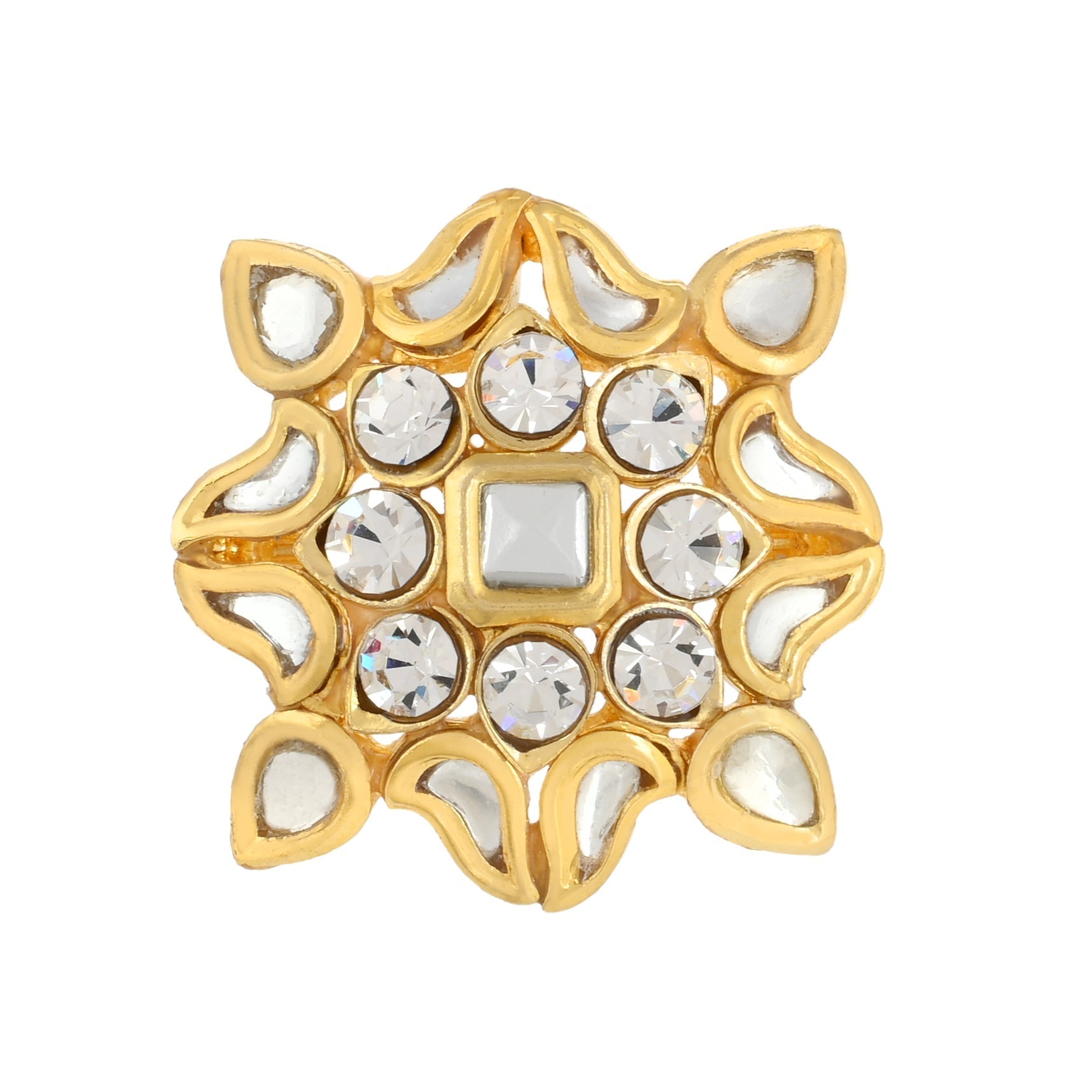Trendy Ring - 22K Gold Plated Ring - Kundan Ring - Danish Jewellers® 