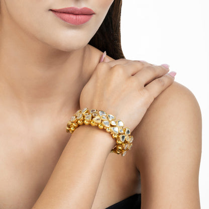 22K Gold Plated Kundan Bracelet - Indian Kundan Bracelet - Handmade Bracelet - Danish Jewellers® 