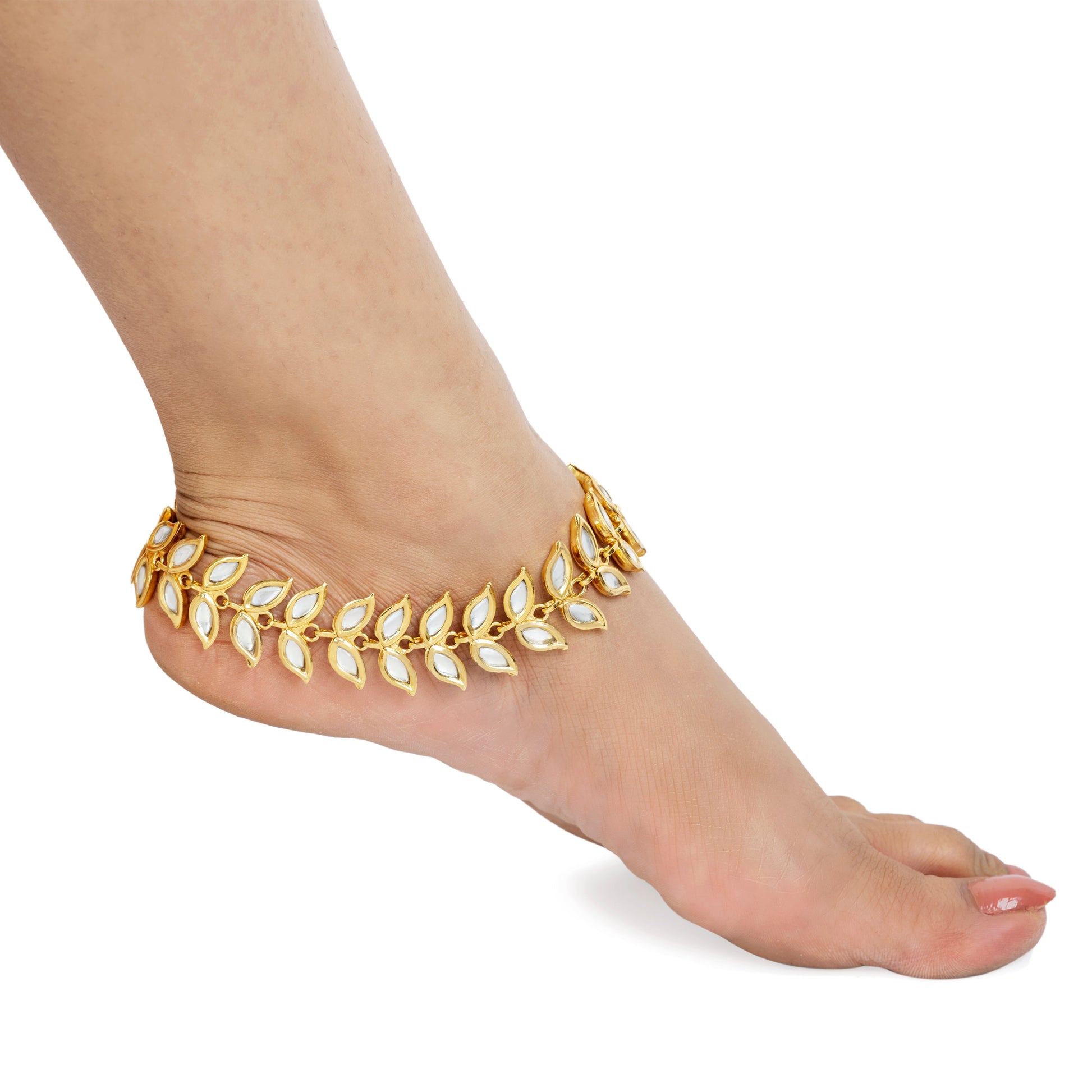 Kundan Payal - 22K Gold Plated Trendy Payal - Indian Payal - Danish Jewellers® 