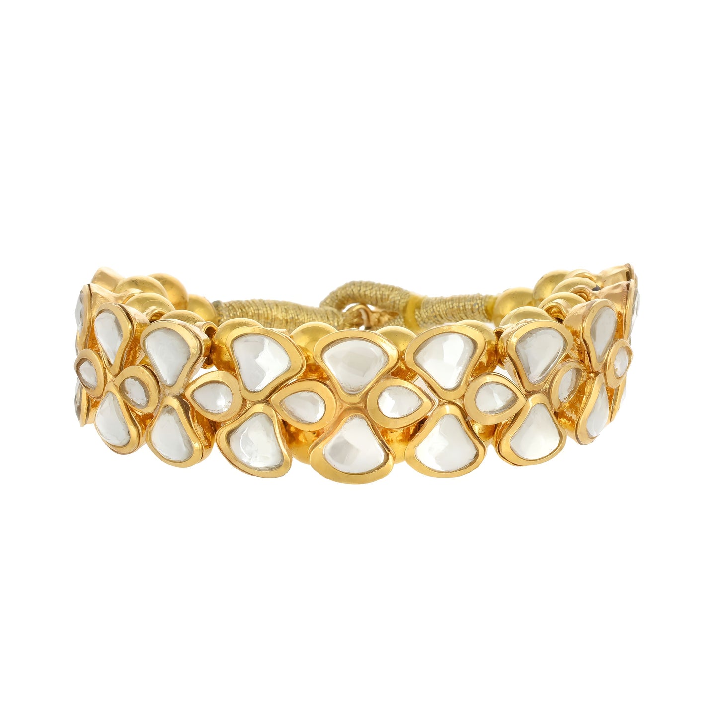 22K Gold Plated Kundan Bracelet - Indian Kundan Bracelet - Handmade Bracelet - Danish Jewellers® 